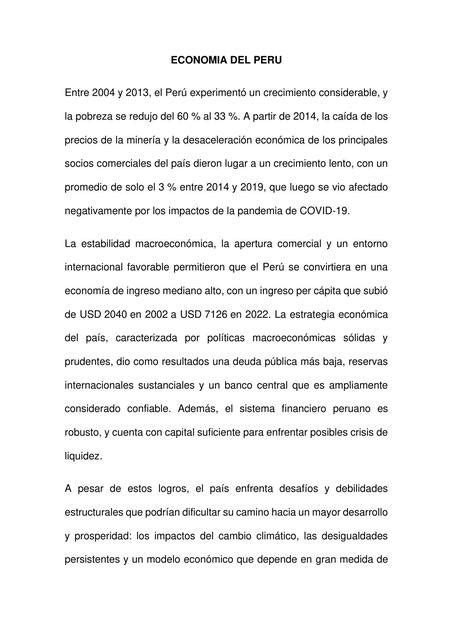 Economia Del Peru Pedro Eduardo Espino Valdivia UDocz