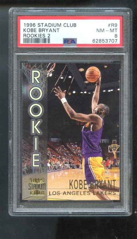 1996 97 Topps Stadium Club R9 Kobe Bryant ROOKIE RC PSA 8 Graded Card