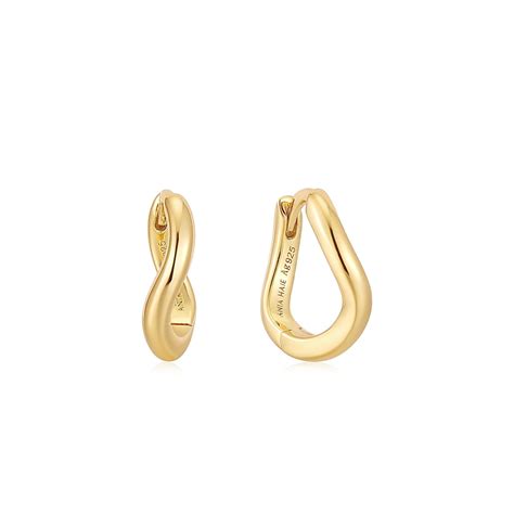 Ania Haie Gold Twist Huggie Hoop Earrings | Tropfenohrringe