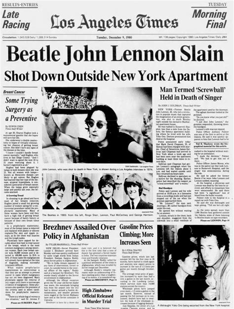 The Beatles' John Lennon shot and killed in New York (1980) - Click ...