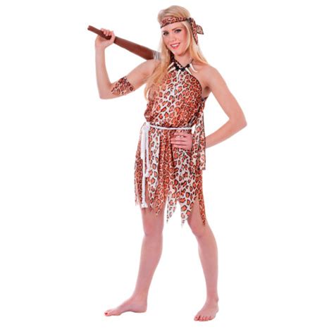 Cavewoman Dress And Headband Costume Costume Fancy Dress Cavewoman Outfit Ladies Adult Fancy