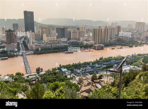 Skyline Of Lanzhou And Yellow River Huang He Gansu Province China