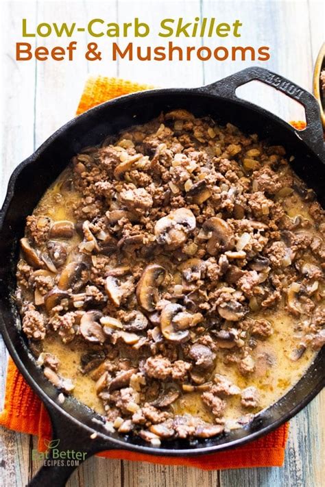 Low Carb Skillet Beef and Mushrooms Cream Sauce | Eat Better Recipes