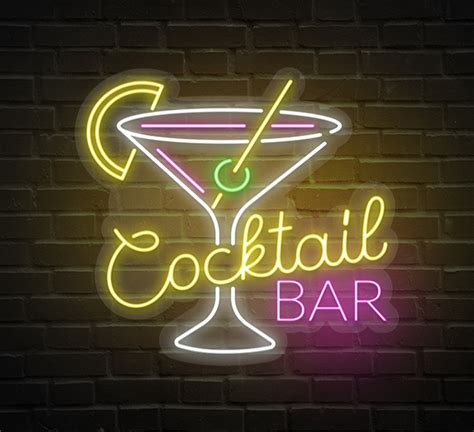 Cocktail Bar Glass Neon Sign Custom Cocktail Bar Glass Neon Sign Uk