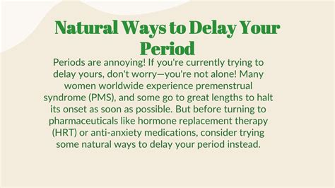 Ppt 5 Natural Ways To Delay Your Period Powerpoint Presentation Free