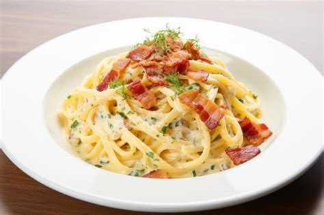 Premium Photo Delectable Pasta Carbonara Plate Generate Ai