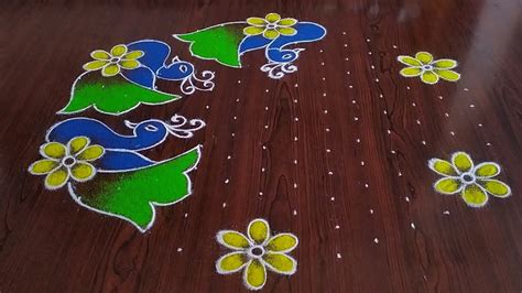 Peacock Rangoli With Dots