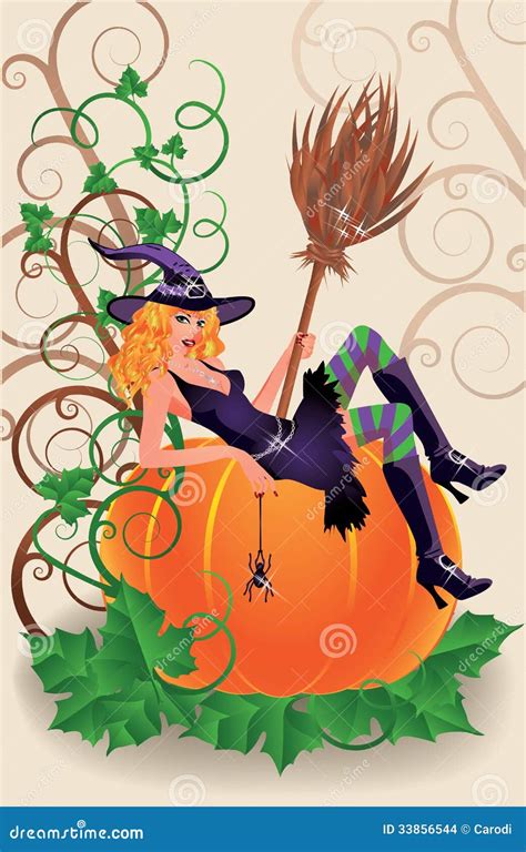 Halloween Sexual Witch And Pumpkin Stock Vector Illustration Of