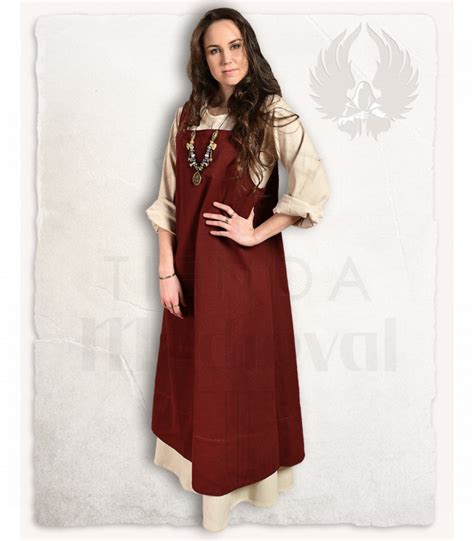 Apron Style Dress Lientje Model Burgundy ⚔️ Medieval Shop