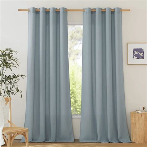 Amazon NICETOWN Thick Flax Linen Stone Blue Curtains For Living