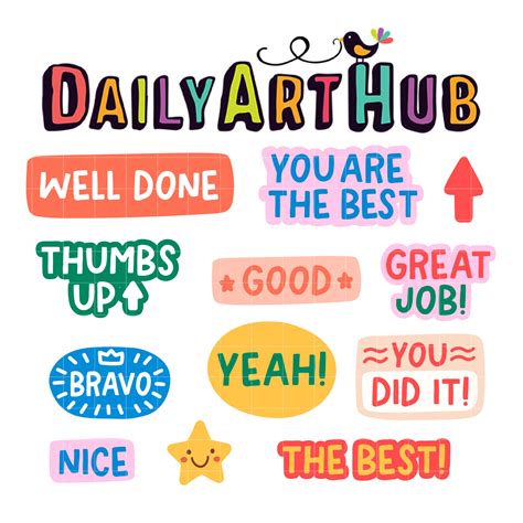 Motivational Words Sticker Clip Art Set – Daily Art Hub // Graphics ...