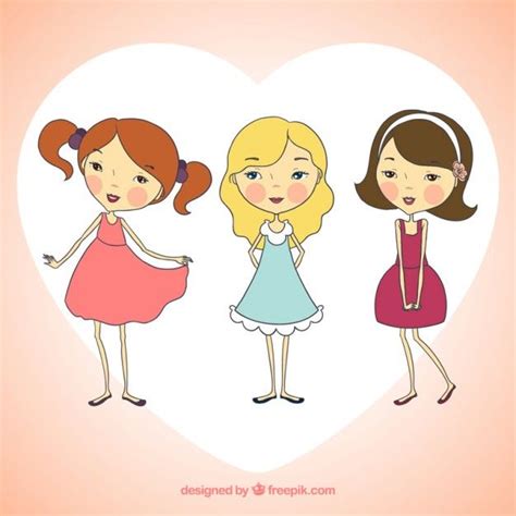 Download Girls Friendship For Free Scrapbook Background Art Girl Cute Cartoon Girl