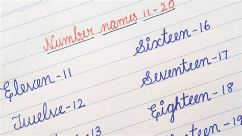 Number Names 1 To 100 In Cursive Writing