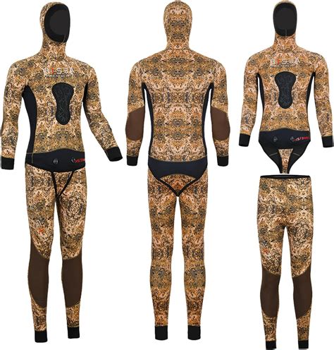 Qhyxt Teiliger Camo Spearfishing Neoprenanzug Mit Kapuze Mm Neopren