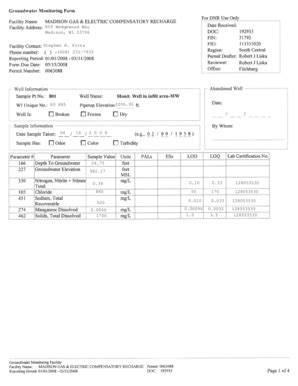 Fillable Online Groundwater Monitoring Form Fax Email Print Pdffiller