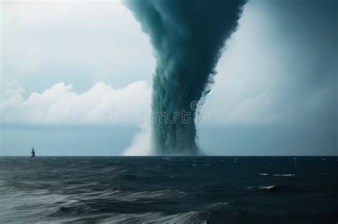 A Tornado Made Of Water Over The Ocean Created With Generative Ai