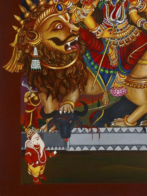 Goddess Durga Gouache On Watercolour Paper Painting By Giri Ratna Singh Exotic India Art