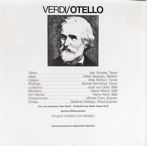 Otello By Giuseppe Verdi Jon Vickers Mirella Freni Peter Glossop