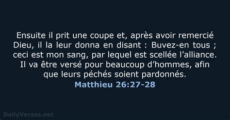 15 Juillet 2023 Verset Biblique Du Jour BDS Matthieu 26 27 28