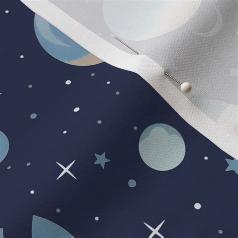 Blue Tan Rockets Space Ship Outer Space Fabric Spoonflower