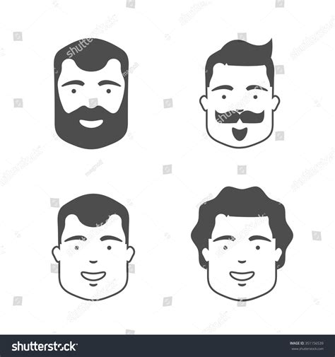 Man Character Outline Line Avatars Set Stock Vector Royalty Free