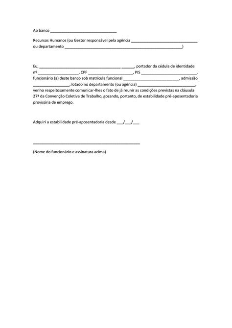 Carta de Comunicação de Estabilidade Pré aposentadoria by BancariosNit