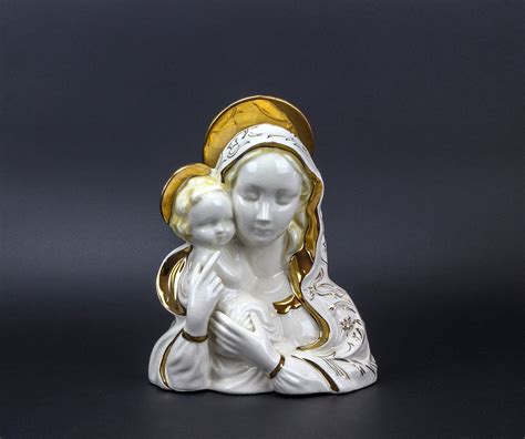 Vintage Porcelain Blessed Virgin Mary Statue Holding Infant Jesus