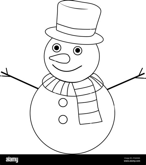 Icône de personnage de bonhomme de neige mignon page de coloriage noir