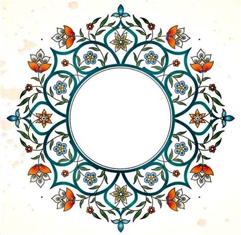 An Ornate Circular Frame With Flowers And Leaves On The Edges Painted