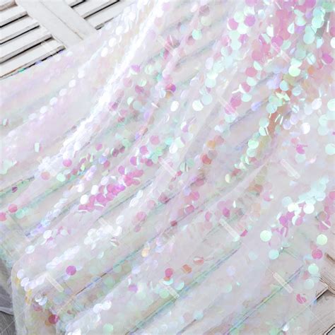 Dreamy Translucent Pink 18mm Dangling Sequin Fabric Oneyard