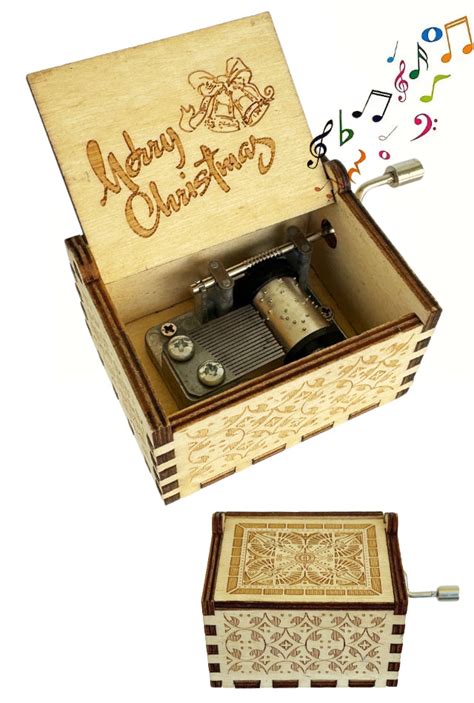 Merry Christmas Wooden Music Box : Musical Windup – Pop Top Toys