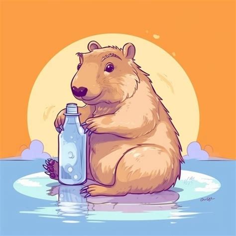 Premium AI Image | Cartoon bear holding a bottle of water in the water ...