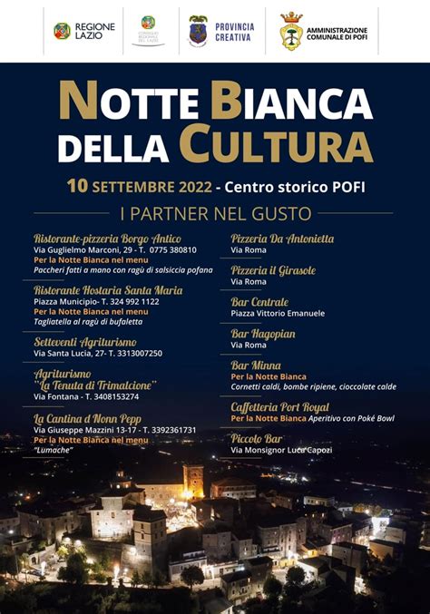 Pofi Notte Bianca Della Cultura Eventi A Frosinone