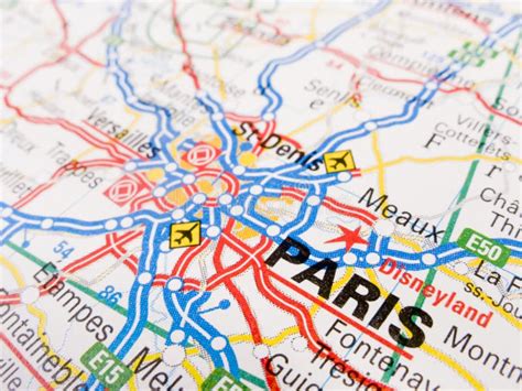 Map of Paris stock image. Image of france, airport, macro - 6706141