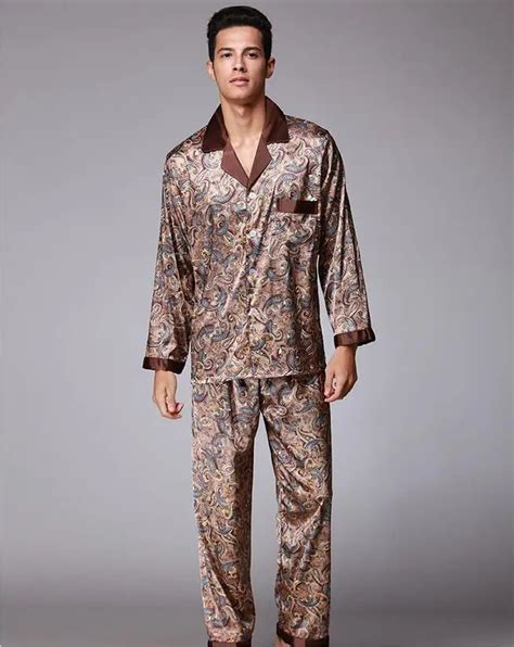 Fashion Pajamas Suit For Men Silky Smooth Anti Real Silk Pajamas