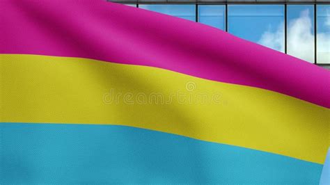 3d Pansexuality Flag Waving In The Wind Pansexual Banner Blowing