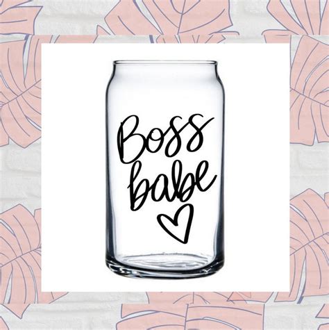 Boss Babe 16 Oz 20 Oz Beer Can Glass With Bamboo Lid Etsy