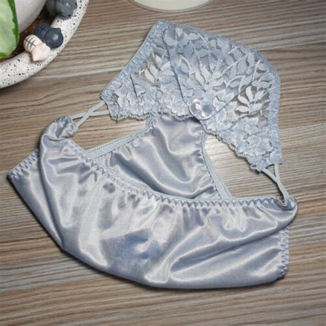 Vtg Nylon Lace Panty Silver Bikini Silky Polyester Brief Size Small Hip Ebay
