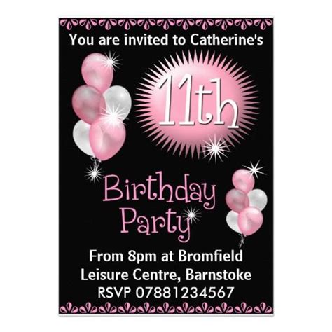 11th Birthday Party Invitation Birthday Invitations 13th Birthday