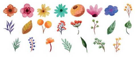 watercolor flowers vector elemen 10127527 Vector Art at Vecteezy