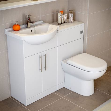 Essentials White Gloss Vanity Unit Basin And Toilet 1150mm £220 Sink Vanity Unit Bathroom