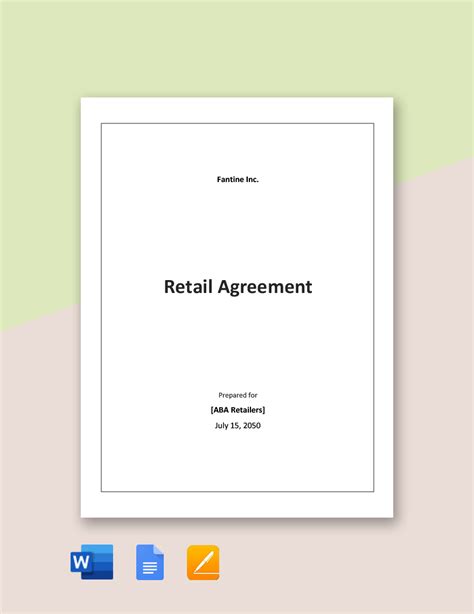 retail dealer agreement template  word  google docs