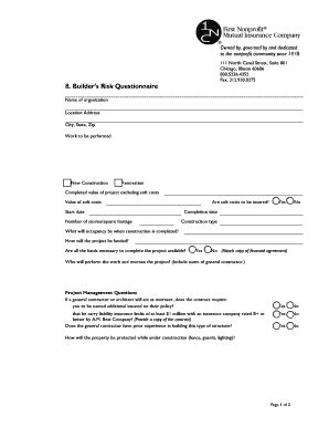 Fillable Online Builders Risk Questionnaire Ipmgcom Fax Email Print