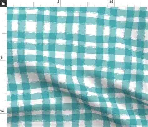 Watercolor Check In Aqua Spoonflower