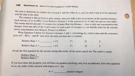 Solved Experiment Data And Calculations Rates Of Chegg