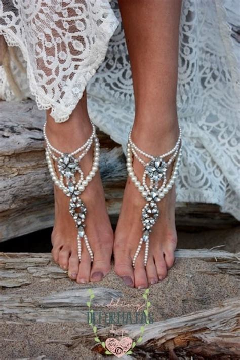 Beach Wedding Barefoot Sandalspearl Barefoot Sandalsbridal Jewelry