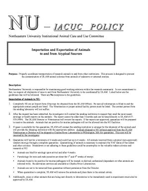 Fillable Online Northeastern NU IACUC POLICY Northeastern University