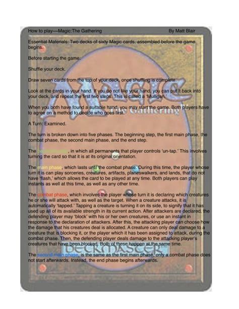 Camille Hill News: Magic The Gathering Card Game Rules Pdf