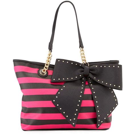 Betsey Johnson Bowlette Striped Bow Tote Bag 76 Liked On Polyvore Featuring Bags Handbags