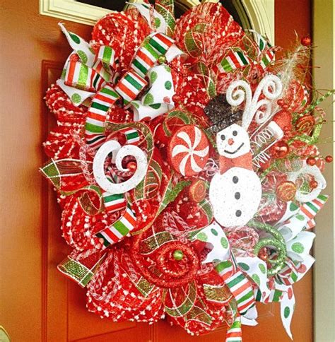 Christmas Snowman Deco Mesh Wreath By Bellafioredesigns On Etsy